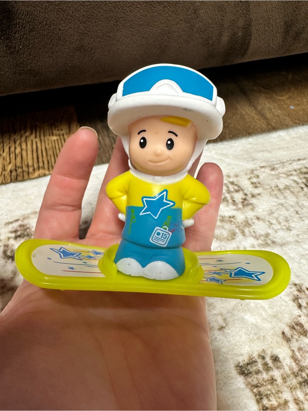 Fisher Price Little People Snowboarder Figure with snowboard holiday snow winter